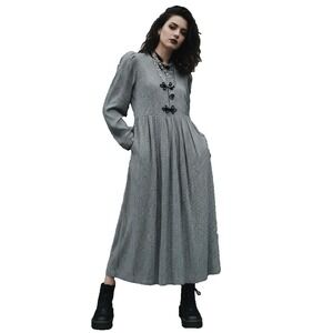 Vintage 80s Preppy Plaid Pleated Swing Dress Cottage Trad Mod Flannel Look Sz 6